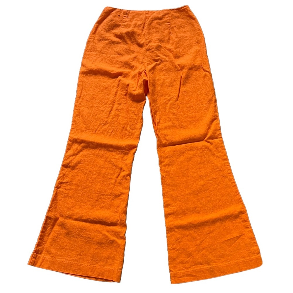 NWOT VERSONA ORANGE HIGH WAISTED LINEN BLEND FLARRED PANTS SIZE 0 S - Picture 6 of 10